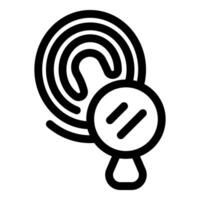 Magnifying glass investigating fingerprint for security access vector