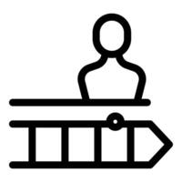 Person standing above ladder pointing to the right symbolizing career path vector