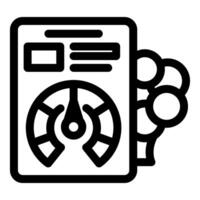 Businessman analyzing key performance indicators with a speedometer and cogwheels vector