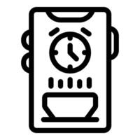 This icon represents a coffee machine interface showing the clock and brewing progress vector
