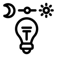 Light bulb switching from night to day mode icon vector