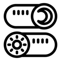 Day and night mode switcher for mobile app with sun and moon icons vector