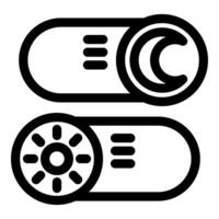 Day night mode switcher for mobile app showing sun and moon icons vector