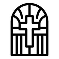 Arched church window featuring a prominent cross symbol vector