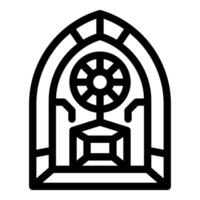 Gothic arch with rose window and altar suggesting sacred space vector