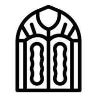 Arched double door with wavy glass insert is being installed vector