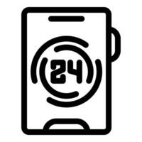 Smartphone showing 24 hours availability icon vector