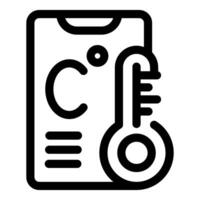 Smartphone showing celsius temperature icon vector outline