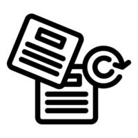 Copyrighting process showing refreshing with papers icon vector