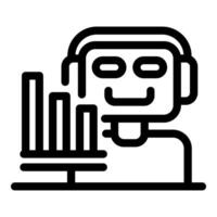 Chatbot analyzing growing bar chart for business strategy vector