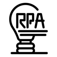 Lightbulb showing rpa robotic process automation technology icon vector