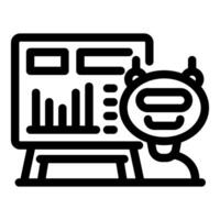 Robot presenting analytics data on whiteboard screen vector