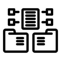 Data management system connecting files and databases icon vector