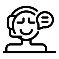 Call center operator smiling while talking with customer using headset vector