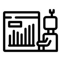 Robot analyzing financial graph on computer screen showing growth vector