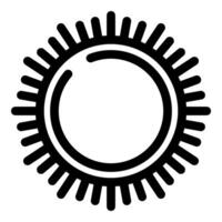 Black and white sun icon with sharp rays radiating from center circle vector