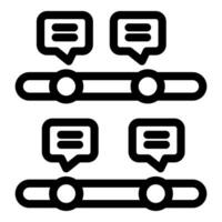 Timeline showing progress with chat bubbles representing communication vector