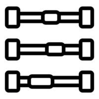 Set of three dumbbells for weight training and fitness vector