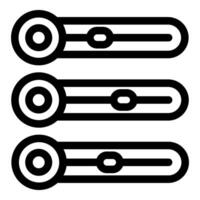 Three level horizontal sliders adjusting volume or brightness vector