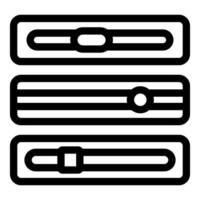Black and white vector illustration of three different scrollbars with round and square buttons