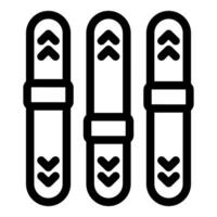 Three snowboards standing upright forming a row icon vector