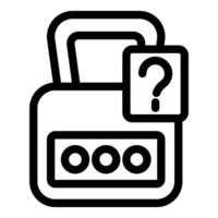 Combination lock showing question mark prompting for password vector