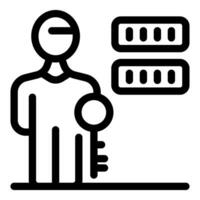 System administrator holding key accessing server data center vector
