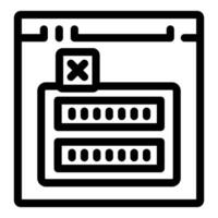 Website showing server down error message with cross mark icon vector