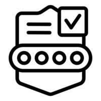 Shield protecting conveyor belt with approved quality control check mark icon vector