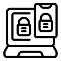 Laptop and smartphone showing two factor authentication system vector