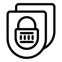 Double shield protecting combination lock representing data security vector
