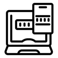 Laptop verifying user identity using two factor authentication system vector