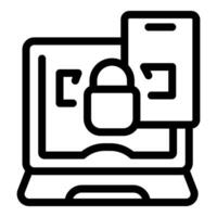 Laptop displaying padlock icon symbolizing secure online transaction vector