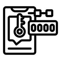 Smartphone showing temperature key and password for smart home security system vector