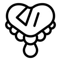 Heart shape pendant with beads is hanging on chain vector
