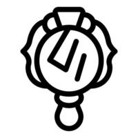 Hand mirror with handle reflecting light icon vector outline