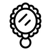 Round hand mirror with handle reflecting light icon vector