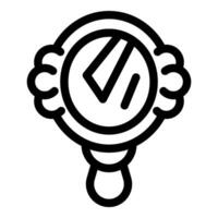 Round hand mirror with handle reflecting light beams vector