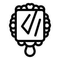 Hand mirror reflecting light with ornate handle vector