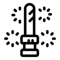 Firework rocket launching with sparks flying around icon vector