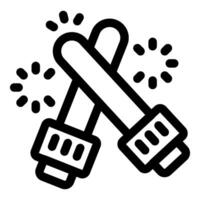 Two crossed light sabers generating sparks icon vector