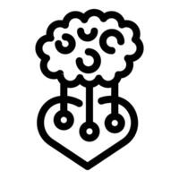 Brain connected to heart by three wires sending signals vector