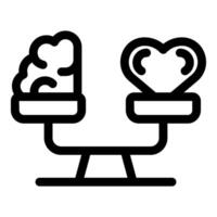 Balance scale comparing human heart with brain logic versus feelings vector