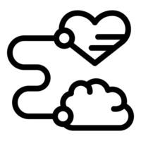 Concept of love showing connection between brain and heart with line art vector