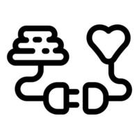Electric plug connecting brain and heart symbolizing emotional intelligence vector