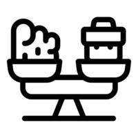 Balance scale comparing brain and storage box for knowledge concept vector