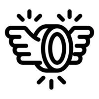 Two hands holding a golden coin with wings representing fast easy money loan vector