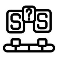 Question mark between two s letters on conveyor belt vector
