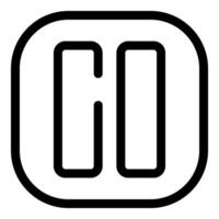 Simple black pause button icon with rounded corners vector
