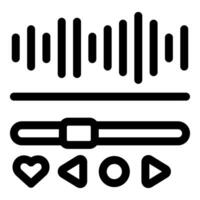 Music player interface displaying audio waveform with control buttons vector